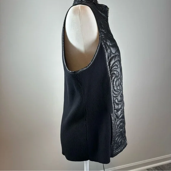 Chico’s Collection Black Quilted Faux Leather Vest Size 2 Sleek & Chic - Picture 3 of 12